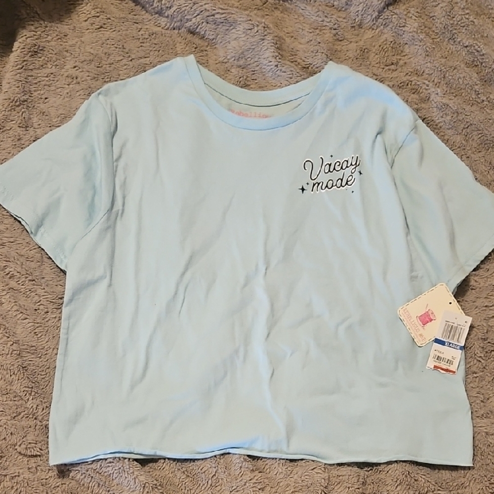 Macy's Rebellious One Blue Short Sleeve Tee Casual Cotton